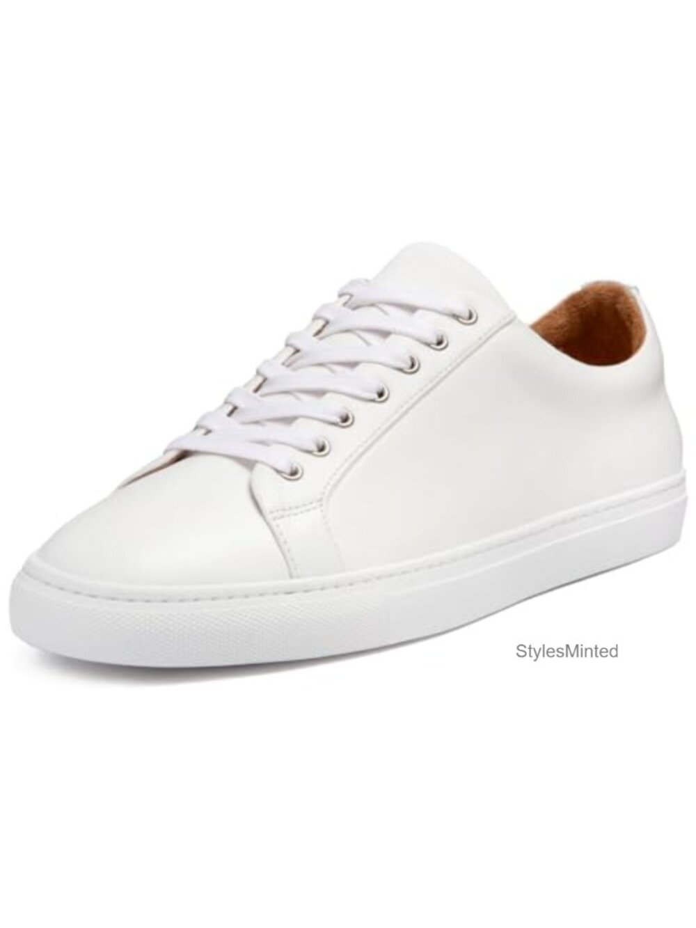 Leather Low Top Lace-Up Sneakers Casual Minimalist Round Toe Flat
